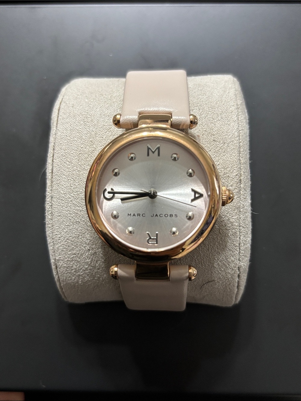 Marc Jacobs Pink Leather Strap Watch with Rose Gold-Tone Case